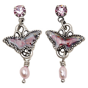 Pilgrim Pink Butterfly Earrings