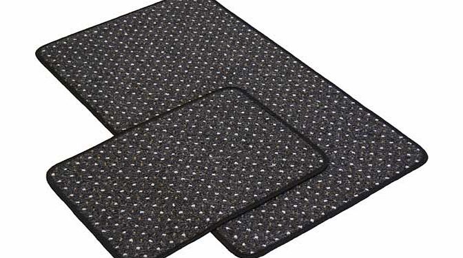 Unbranded Pindot Charcoal Runner 80cm x 50cm and Doormat Set