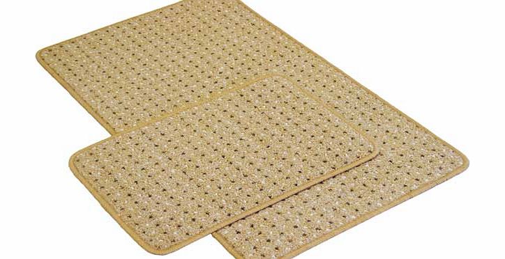 Pindot design runner. with free co-ordinating doormat. perfect for all utility and high traffic areas of the home. Woven in a Nylon loop pile. featuring a slip resistant gel backing. Suitable for machine washing. 100% polypropylene. Non-slip backing.