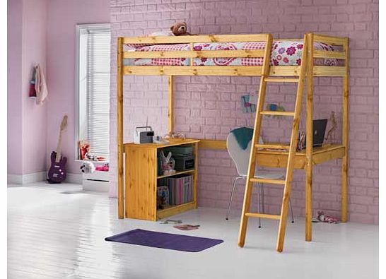 With this pine wooden high sleeper bed with Bibby Mattress. you can make the most of the floor space in your childs bedroom. It comes with a bookcase and a desk. so your child has a place to store their books and games as well as do work. The include