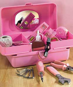 The pink toolbox - everything you will need for basic DIY and maintenance around the home.The pink t