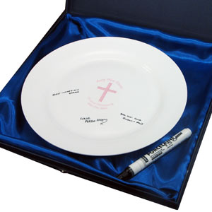 The Pink Cross Personalised Message Plate is a wonderful keepsake gift for a little girl and her par