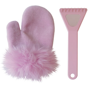 Unbranded Pink Ice Scraper and Fluffy Mitt Set