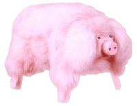 Pink Pig Sheepskin Footstool