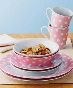 Pink Spots 8 Piece Porcelain Dinner Set