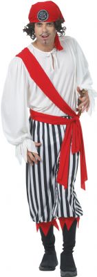 Pirate Man Costume includes Shirt  Trousers  Headpiece  Belt and Bootcovers Sword not included in