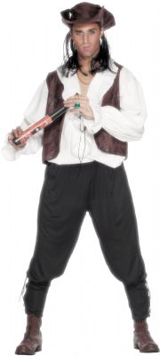 Pirate Man Deluxe Costume comes with shirt  waistcoat  pants and hat with hair. All other