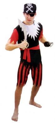 This excellent value pirate mate costume comes complete with shirt  belt  pants and headpiece One