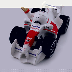 Jim Bamber`s 2008 Toyota F1 car sculpture is a great bit of fun and an essential desk top accessory 