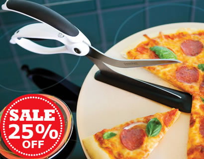 If you have trouble slicing pizza, then you will love the Scizza. It effortlessly cuts through pizza, leaving all of your toppings in place and serves. It is heat resistant up to 205C and is top rack dishwasher safe. Dimensions: Blade length: 12cm Ov