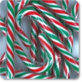 Traditional mint flavoured candy canes individually wrapped  so could be given as box of twelve or