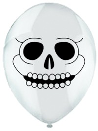 Unbranded Pk6 Halloween Latex Balloons Skulls 27.5cm