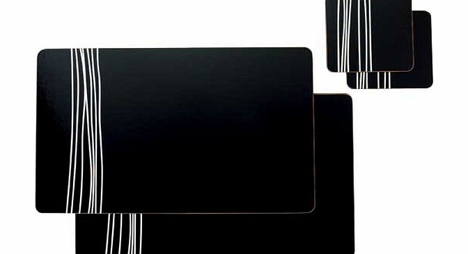Unbranded Placemats. Coasters and Serving Mats - Black and