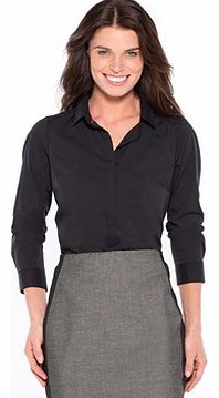 Theres no excuses for not falling for this plain blouse! It sports a classic cut with sophisticated details! Contrasting taped edging inside the collar and buttoned cuffs. Button fastening under placket. Bust darts. Rounded hem. 68% cotton, 28% polya