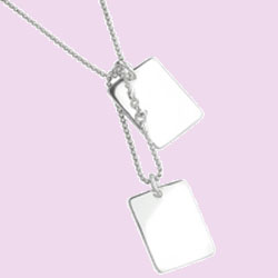 A cool plain silver necklace with dog tag.Length 51cm  925 Sterling Silver