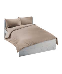 Plain Dye Double Duvet Cover Set - Mocha