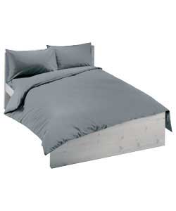 Plain Dyed Double Duvet Cover Set - Grey