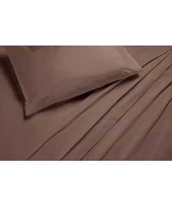Plain Dyed Duo Double Fitted Sheet Set - Mocha