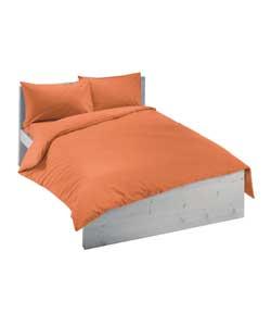 Plain Dyed King Size Duvet Cover Set - Burnt Orange