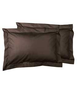 Unbranded Plain Dyed Pair of Oxford Style Pillowcases - Chocolate