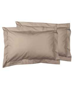 Unbranded Plain Dyed Pair of Oxford Style Pillowcases - Mocha