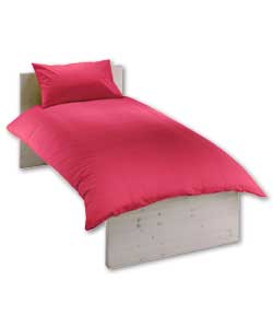 Plain Dyed Single Duvet Cover Set - Ruby
