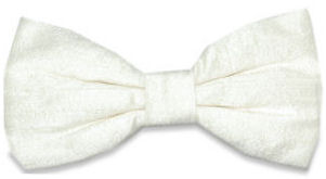 A smart pre-tied white rough silk bow tie.