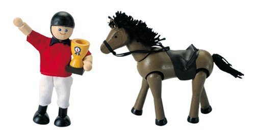 Plan Toys: Horse & Rider (Wooden Dollhouse Furniture)- Plan Toys