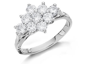 Unbranded Platinum and Diamond Cluster Ring 040829-Q