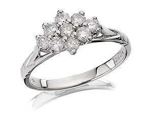 Unbranded Platinum and Diamond Cluster Ring 040830-J
