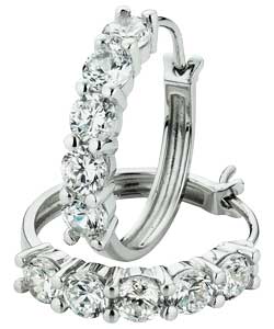 Unbranded Platinum Plated Silver Cubic Zirconia Creole Earrings