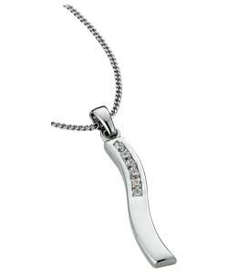 Unbranded Platinum Plated Silver Cubic Zirconia Stick Pendant