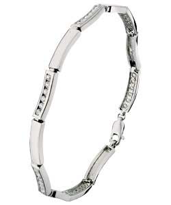 Unbranded Platinum Plated Silver Cubic Zirconia Wave Bracelet