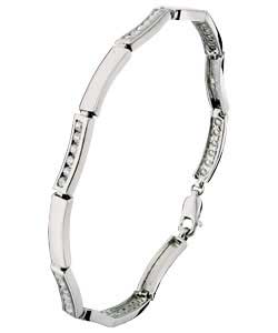 Unbranded Platinum Plated Silver Cubic Zirconia Wave Bracelet