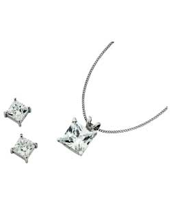 Unbranded Platinum Plated Silver Pendant and Earrings Set