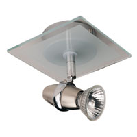 Single spotlight in chrome finish with glass backp