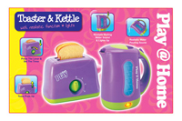 A realistic kettle & toaster set with indicator light and real lever and timer for the toast