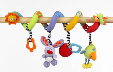 Delight your little one with this teether, rattle and squeeker in one!