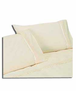 Pleat and Ribbon Cream Double Duvet Cover Set