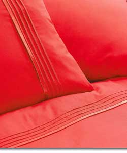 Pleat and Ribbon Double Duvet Cover Set - Ruby