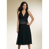 Georgette pleated halter neck dress with satin corset detail at waist. Washable. Body: Polyester. Li