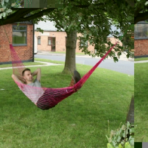 This full sized nylon hammock packs away to a tiny 12x7cm package  including steel rings and