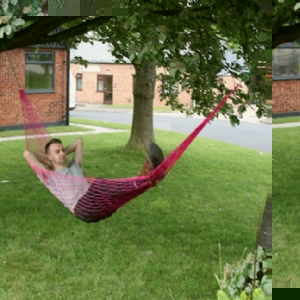 This full sized nylon hammock packs away to a tiny 12x7cm package  including steel rings and