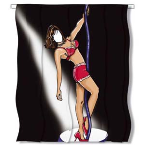 The Pole Dancer Shower Curtain lets you strutt your stuff in your own bathroom! Why simply match