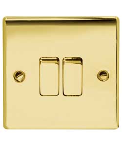 Unbranded Polished Brass Double Light Switch