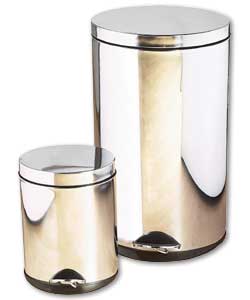 Polished Oval 25 Litre and 6 Litre Pedal Bins