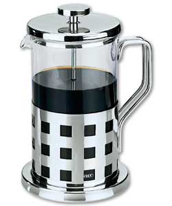 Polished S/Steel Chequered 8 Cup Cafetiere with Pyrex Glass