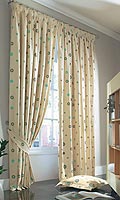 Striking polka dot printed curtains with FREE tie-backs. Available in two colours. Polyester