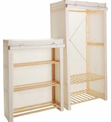 Unbranded Polycotton and Pine 2 Piece Single Wardrobe