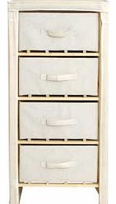 Unbranded Polycotton and Pine 4 Drawer Storage Unit - Cream